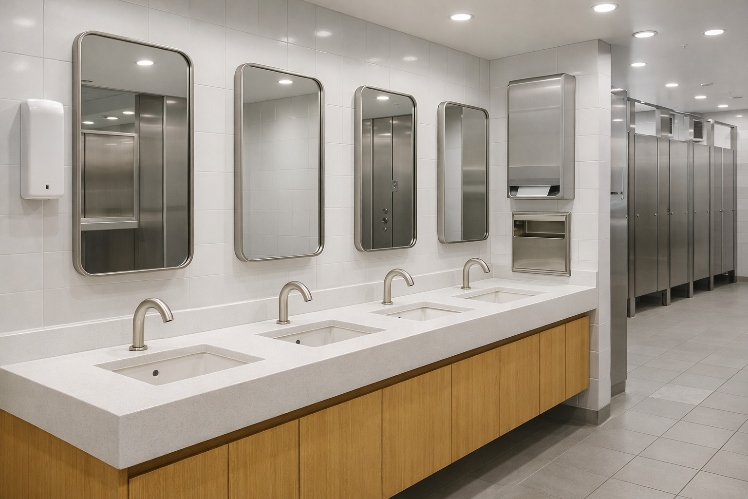 Comparison of different bathroom sink materials including ceramic and stone